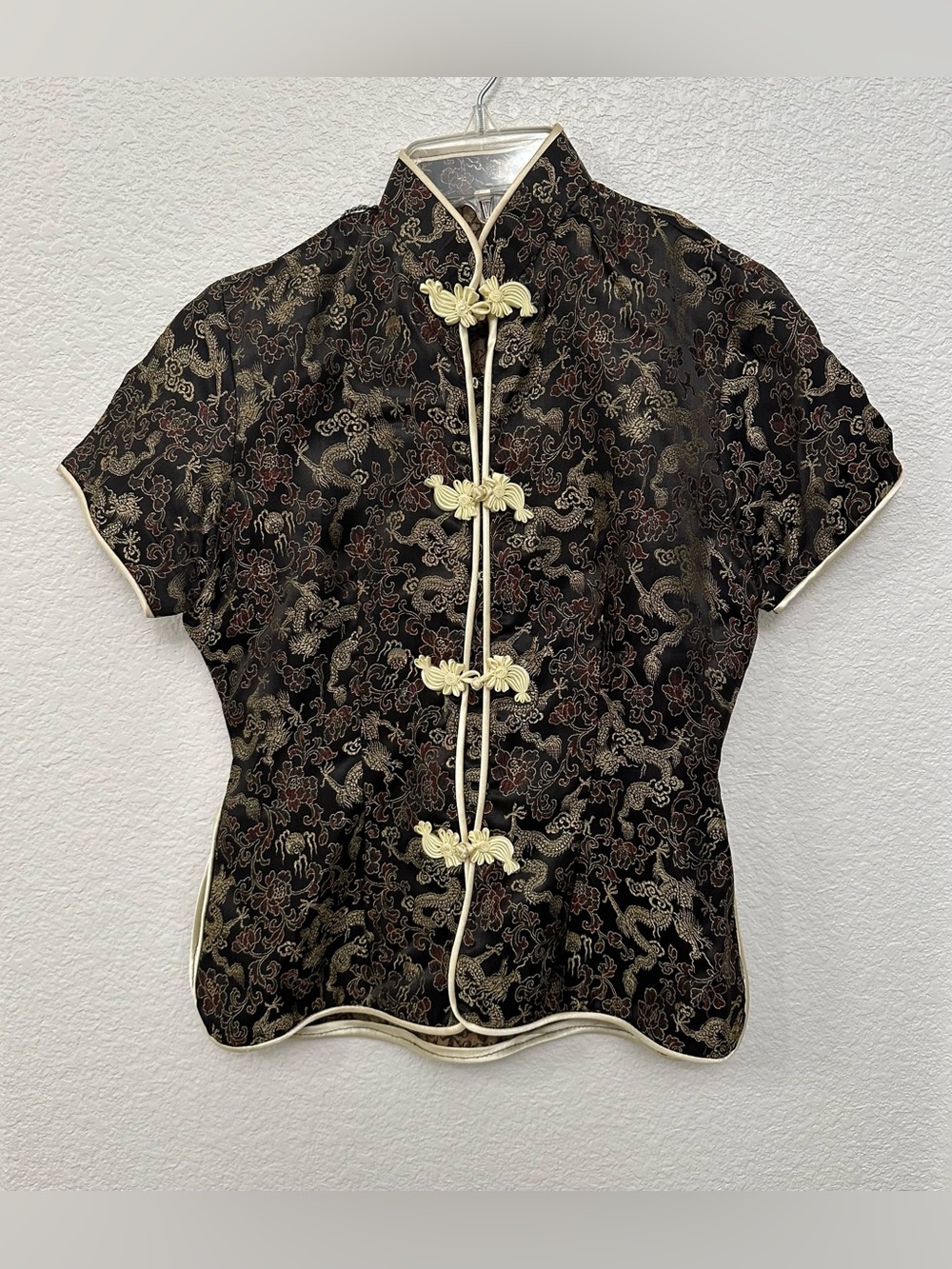 Black Brocade Top with Gold Accents